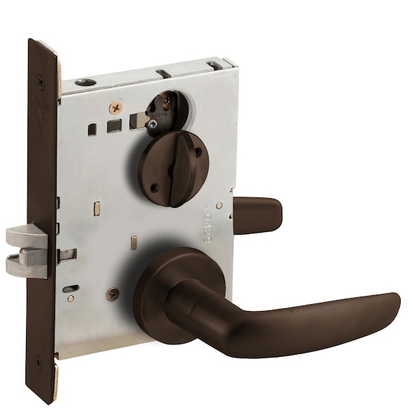 Schlage Grade 1 Bed Bathroom Privacy Mortise Lock, 07 Lever, A Rose, Dark Oxidized Satin Bronze Oil Rubbed F L9040 07A 613 - main